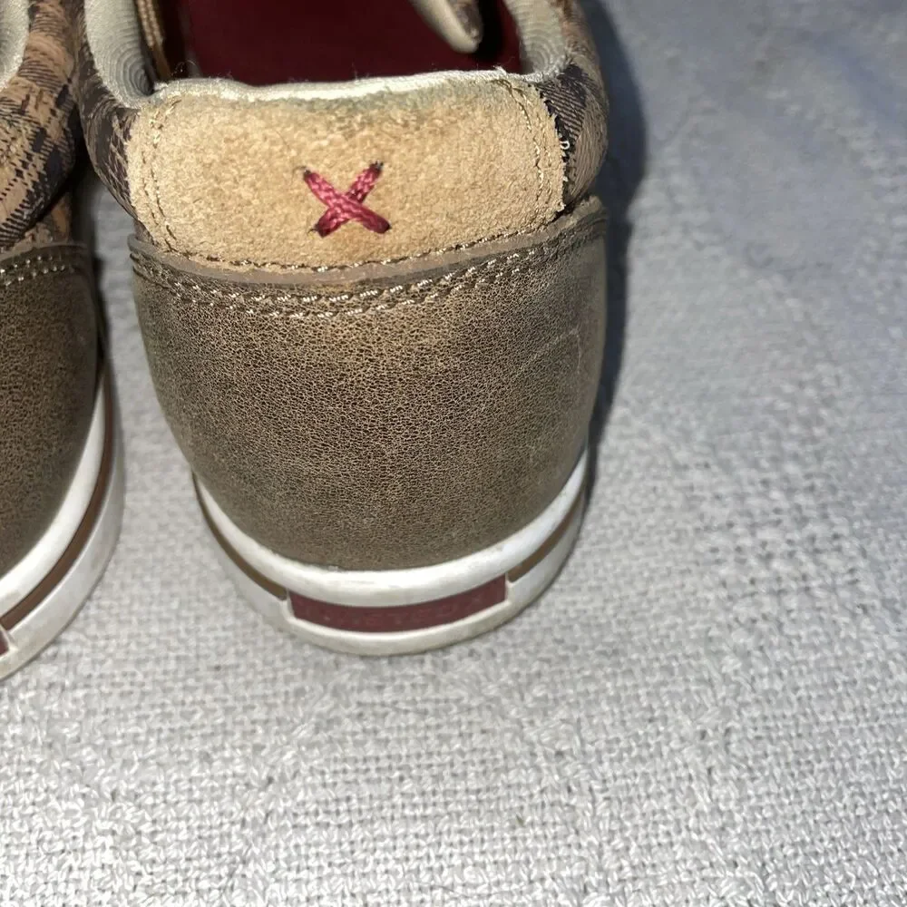 Twisted X Boots Men’s Casual Shoes Size 8.5 Tan Plaid Leather Going Out Comfort